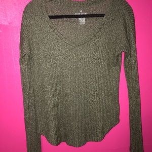 Rubbed olive green American eagle shirt